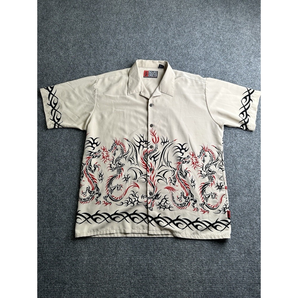 Mens Dragon Print Hawaiian Shirt Pineapple Connection, Size M